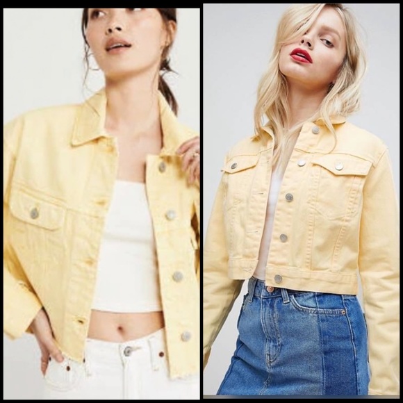 yellow cropped jean jacket